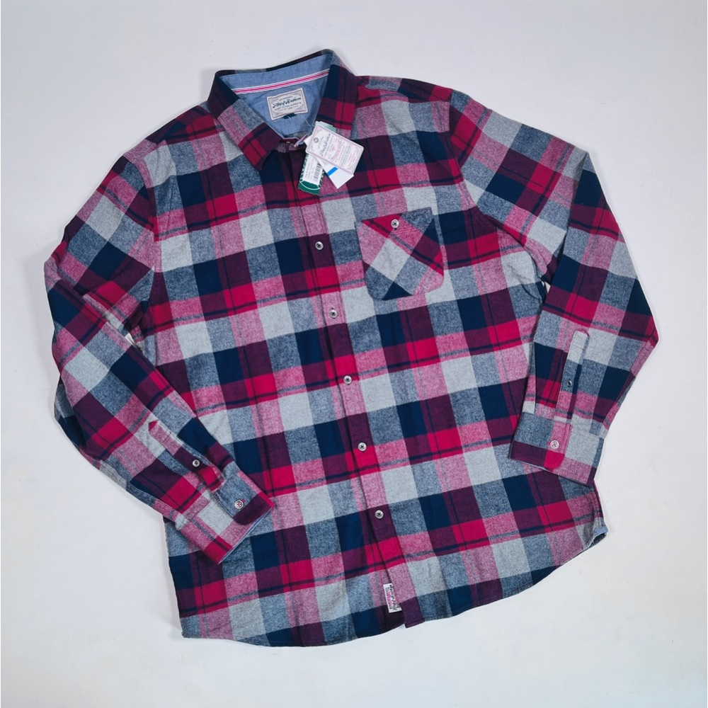 New! Flag and Anthem Sanders plaid flannel shirt cotton